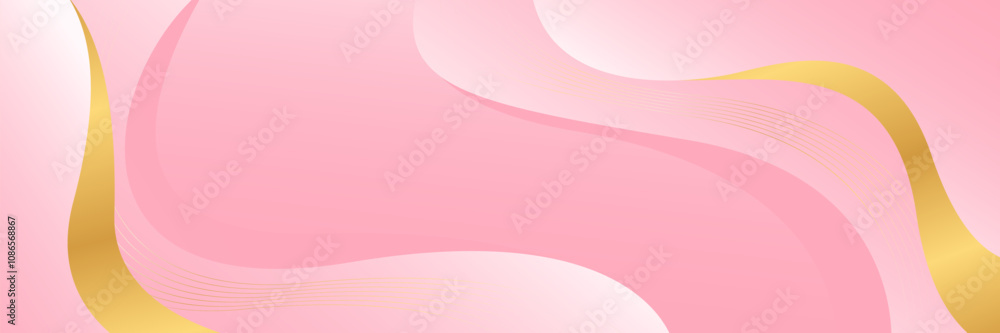 Elegant pink luxury banner background. Abstract wave dynamic wallpaper with gold lines. Template banner background for beauty products, sales, ads, events, web and pages Elegant pink luxury banner background. Abstract wave dynamic wallpaper with gold lines. Template banner background for beauty products, sales, ads, events, web and pages