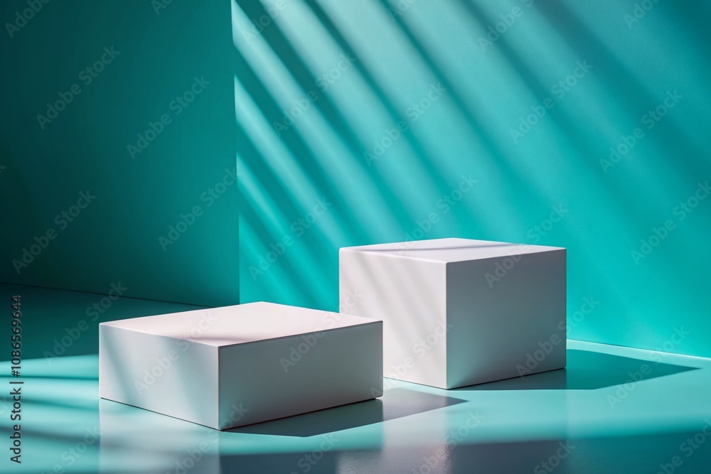 Modern Square Podiums for Product Display or Presentation - 3D Render Modern Square Podiums for Product Display or Presentation - 3D Render