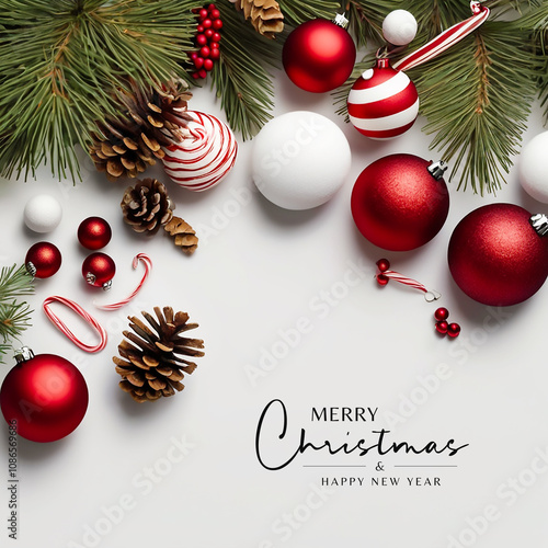 Realistic Christmas and happy new year background with realistic decorations