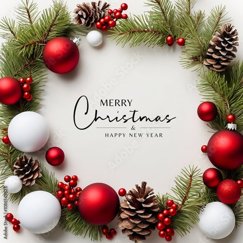 Realistic Christmas and happy new year background with realistic decorations