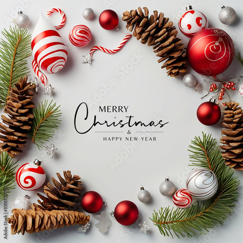 Realistic Christmas and happy new year background with realistic decorations