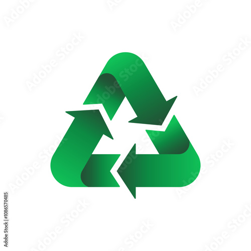 green recycling symbol. green recycle rotation arrow design icon.vector illustration