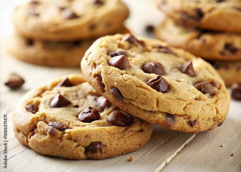 Tilt-Shift Chocolate Chip Cookies on White - Sweet Treats & Biscuits Tilt-Shift Chocolate Chip Cookies on White - Sweet Treats & Biscuits