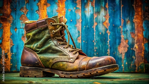 The worn heel of a military boot, a testament to countless miles marched. photo