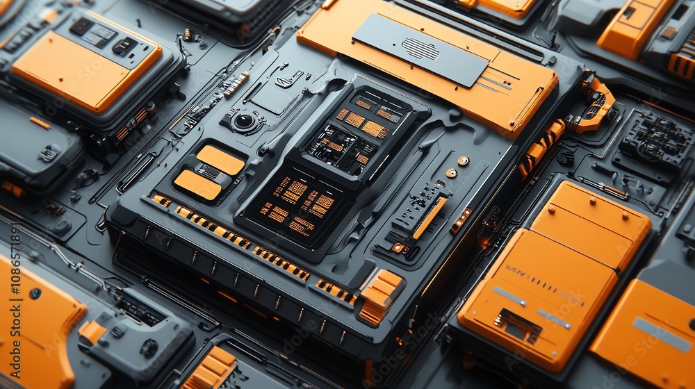Abstract futuristic technology background with orange and grey elements. Abstract futuristic technology background with orange and grey elements.