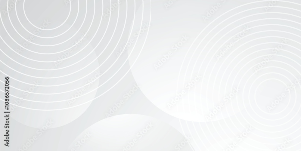 Naklejka premium White geometric abstract background. Line circles style concept for poster, banner design. Modern graphic deisgn element. Overlay on bright space with lines effect decoration. Vector EPS 10