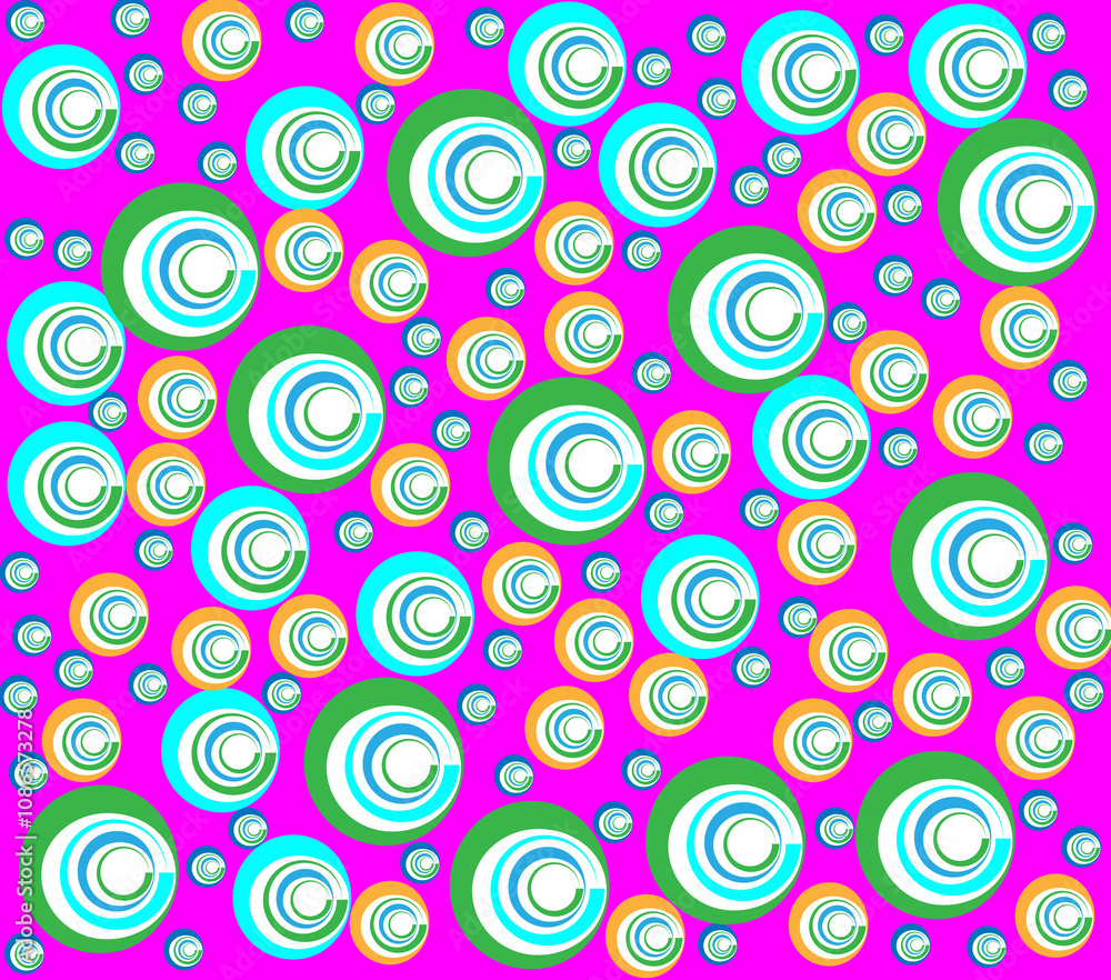 A vibrant and playful pattern featuring colorful, concentric circles on a bright pink background. Perfect for adding a touch of retro fun to your designs. A vibrant and playful pattern featuring colorful, concentric circles on a bright pink background. Perfect for adding a touch of retro fun to your designs.