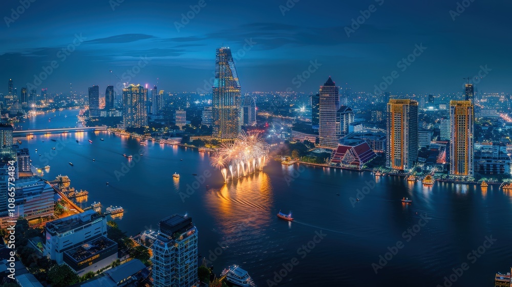 Fototapeta premium Stunning Night View of a Vibrant Cityscape