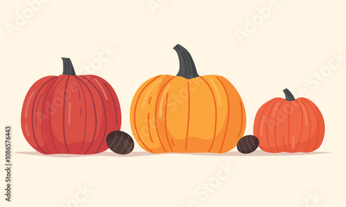 pumpkin autumn hand drawn vector illustration