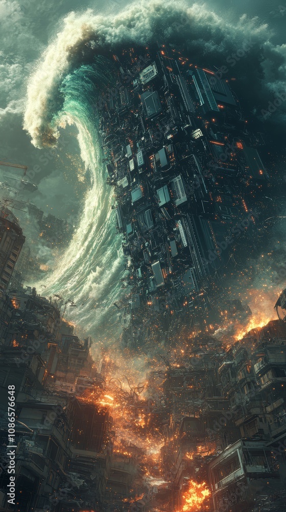 Fototapeta premium E waste Tsunami, Digital Waste and Environmental Impact