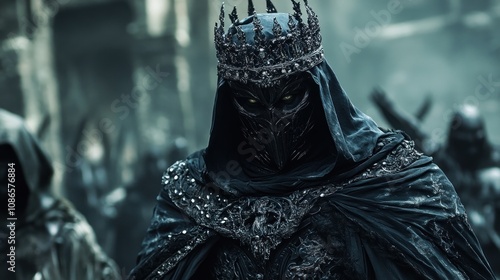 A dark prince in a black, bejeweled cloak that exudes death. photo