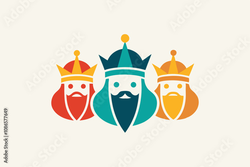 Abstract minimalist icons celebrating three kings day