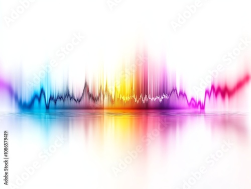 Colorful sound waves representing music and audio, white isolate background. photo