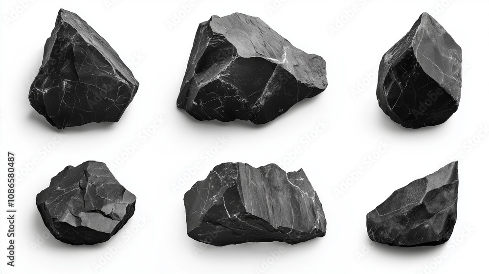 Fototapeta premium Coal on Isolated White Background