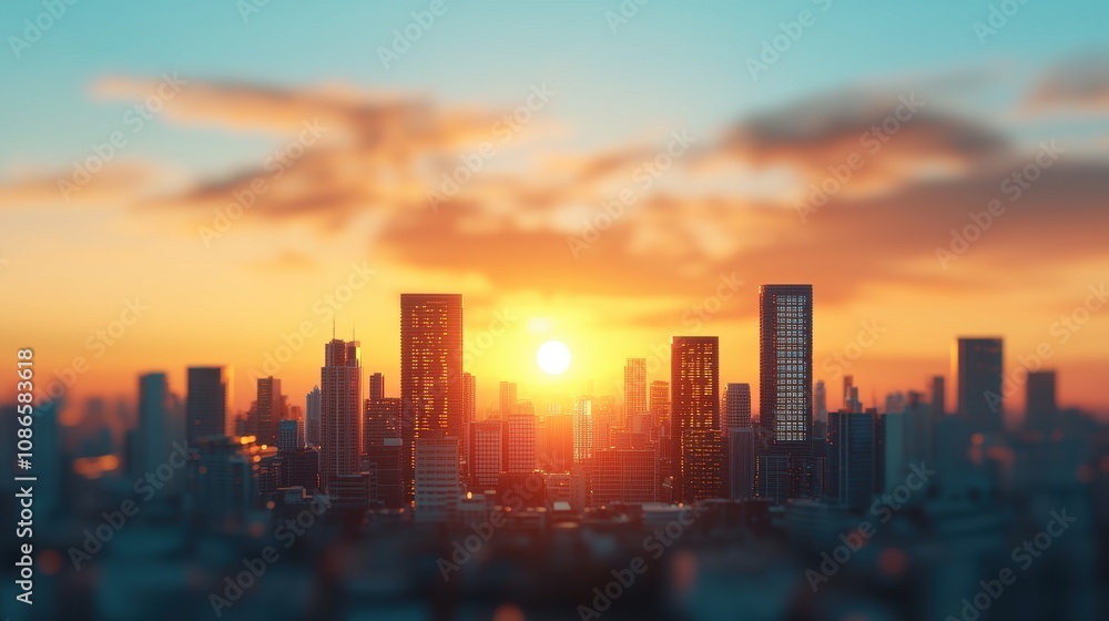 Breathtaking Sunrise Over Urban Skyline with Modern Skyscrapers Against Colorful Sky in Metropolitan Cityscape, Capturing the Essence of Dawn and Urban Life Breathtaking Sunrise Over Urban Skyline with Modern Skyscrapers Against Colorful Sky in Metropolitan Cityscape, Capturing the Essence of Dawn and Urban Life