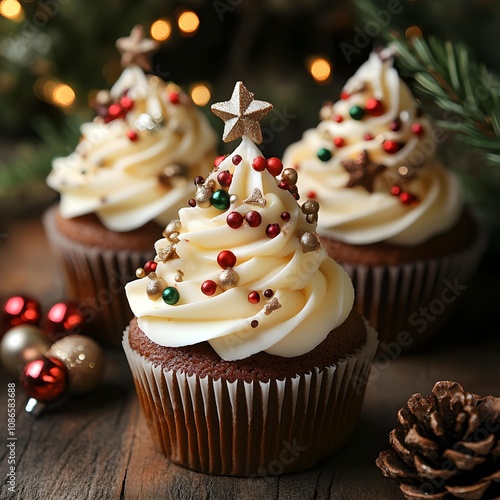 New Year’s cupcake decorate Christmas theme and Christmas tree