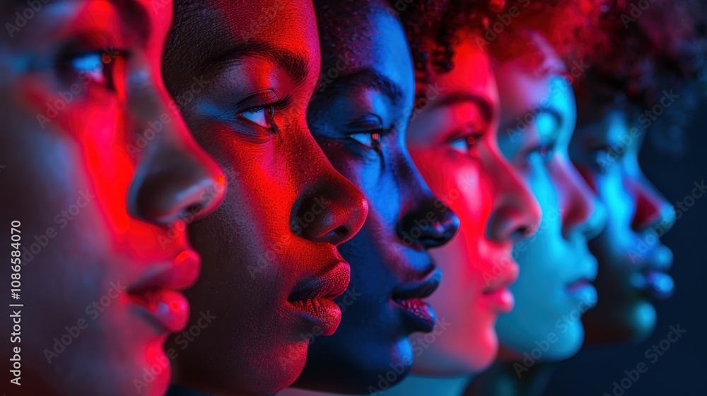 Women of Color in Profile Neon Lighting Women of Color in Profile Neon Lighting