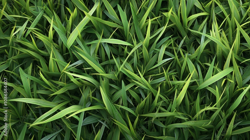 Fototapeta premium A close-up view of lush green grass blades, creating a textured background.