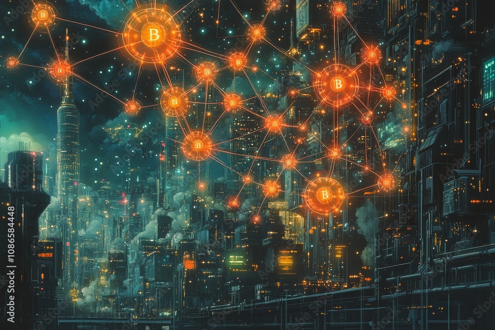 Obraz premium The Token Web, Digital Asset Tokenization