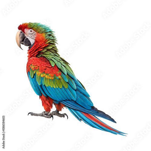 Scarlet macaw parrot stock image with vivid colors and exotic beauty, isolated on a transparent background for creative tropical-themed projects