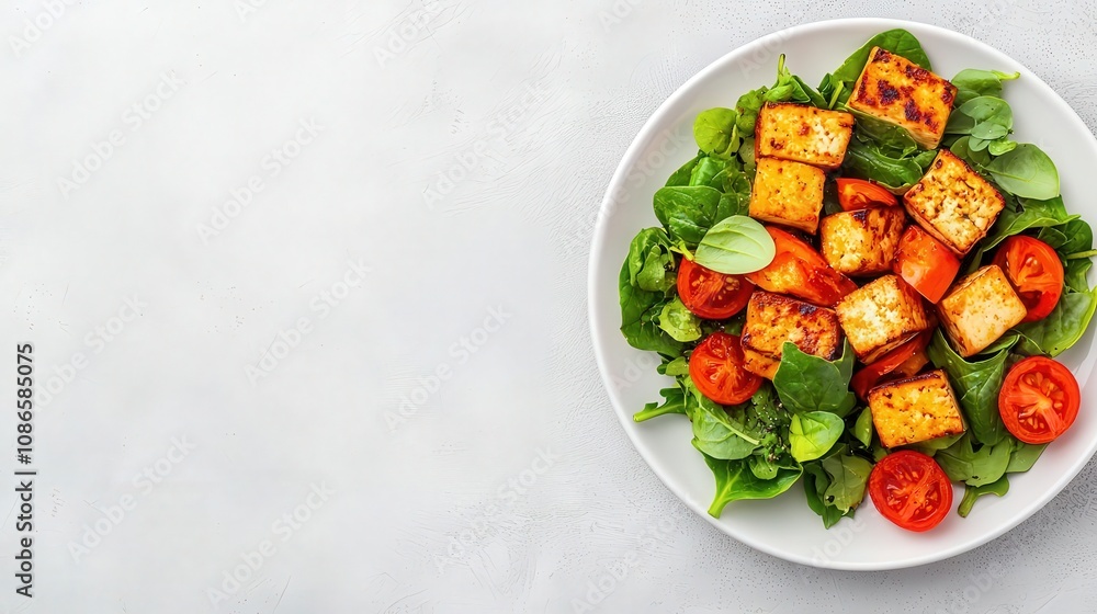 Plate of detox vegetables with grilled tofu, highlighting fatburning meals in a clean and minimal setting, detox meal, fat loss diet Plate of detox vegetables with grilled tofu, highlighting fatburning meals in a clean and minimal setting, detox meal, fat loss diet