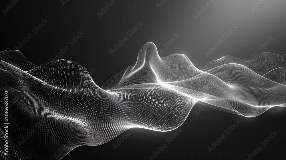 Fototapeta premium Abstract White Wave Particle Flow Design