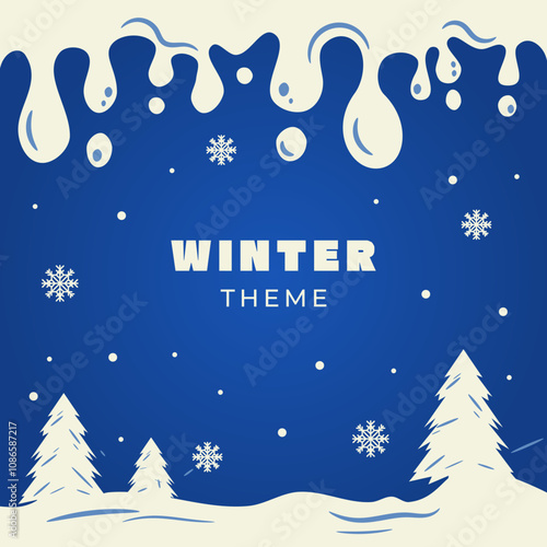 Winter Background Illustration Theme on Flat Design