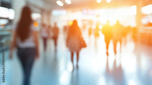 Wallpaper Mural Busy urban shopping center filled with people walking and enjoying their time during the golden hour in the evening Torontodigital.ca