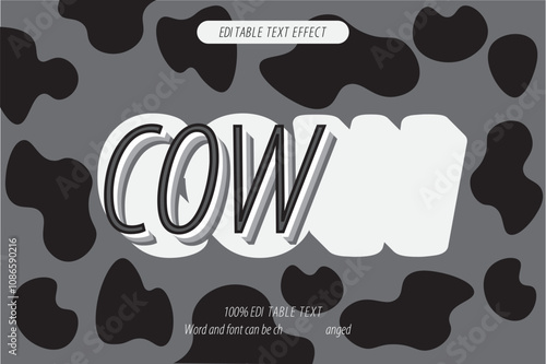 Cow editable text effect 3d emboss Cartoon