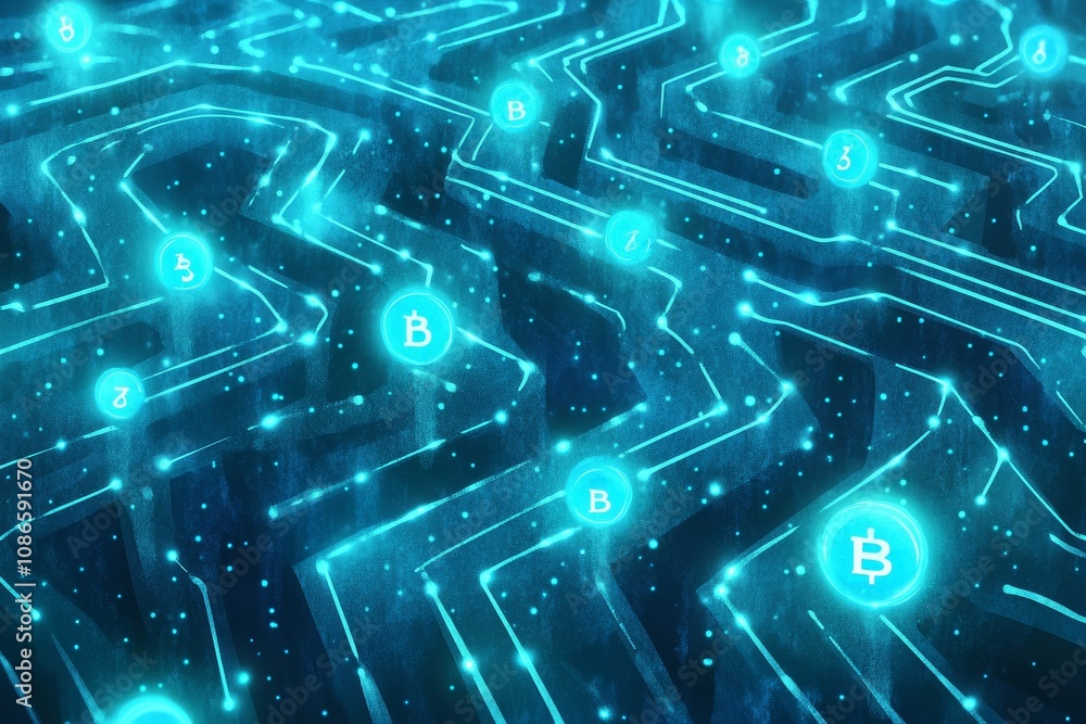 Fototapeta premium Asset Blockchain Pathways, Digital Asset Tokenization