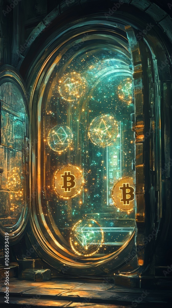 Fototapeta premium Digital Vault of Tokens, Digital Asset Tokenization