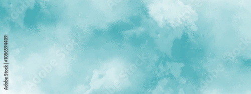 Abstract background with Clouds and Bright sky with white clouds. Blue sky with clouds and watercooler digital art painting. Background ethereal fog pastel blue with copy space