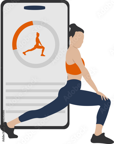 Woman Exercising With Sport App On Mobile Phone