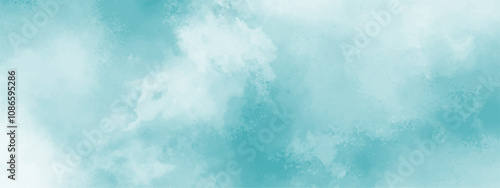 Abstract background with Clouds and Bright sky with white clouds. Blue sky with clouds and watercooler digital art painting. Background ethereal fog pastel blue with copy space