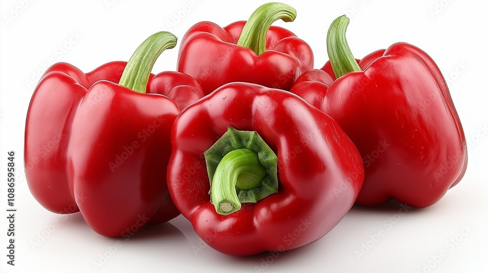 red sweet bell pepper isolated on white background. Set or collection red sweet bell pepper isolated on white background. Set or collection