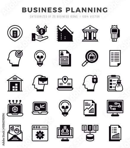 icons set. Business Planning for web. app. vector illustration.