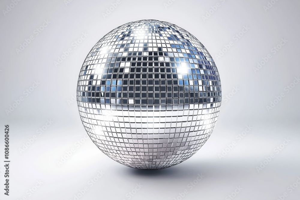 Fototapeta premium silver disco ball , holiday props, isolated on a white background