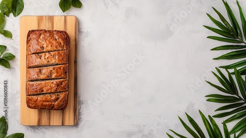 Lowcalorie banana bread, healthy snack for weight management, fruitbased photo