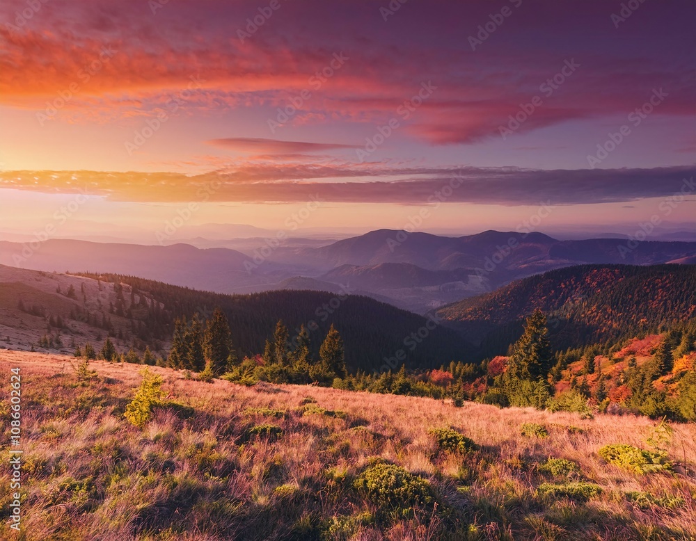 Fototapeta premium sunset in the mountains