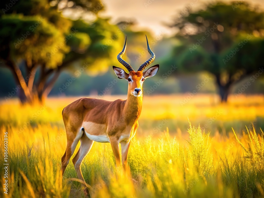 Fototapeta premium Chobe's antelope transformed: Tilt-shift photography unveils captivating beauty.