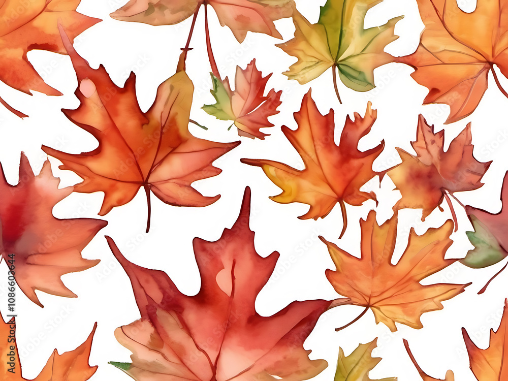 Fototapeta premium Dancing Maple Leaf Swirls in Watercolor