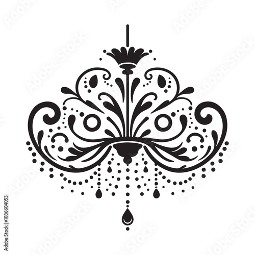 Chandelier silhouette vector, Chandelier vector icon silhouette style illustration