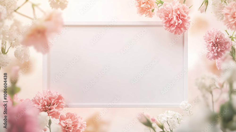 A blank wedding sign mockup, sized 36 x 24 inches, styled with a blurred flower-filled background. The soft focus of colorful blossoms in pink and white highlights the sharp edges of the sign, A blank wedding sign mockup, sized 36 x 24 inches, styled with a blurred flower-filled background. The soft focus of colorful blossoms in pink and white highlights the sharp edges of the sign,