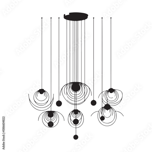 Chandelier silhouette vector, Chandelier vector icon silhouette style illustration