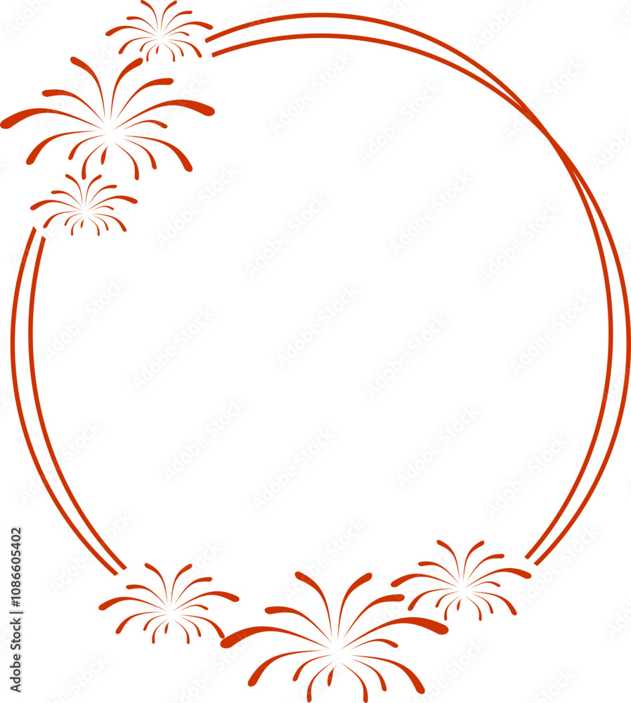 Obraz premium Monoline New Year Fireworks Frame