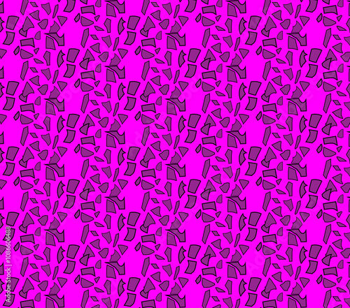 Abstract geometric pattern with overlapping shapes in a vibrant pink and black color scheme. The pattern creates a dynamic and energetic visual effect.