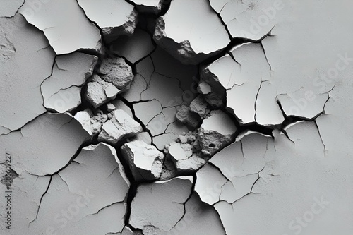 Cracks holes on the cement wall Caused by drilling To put the plumbing tube in the house
