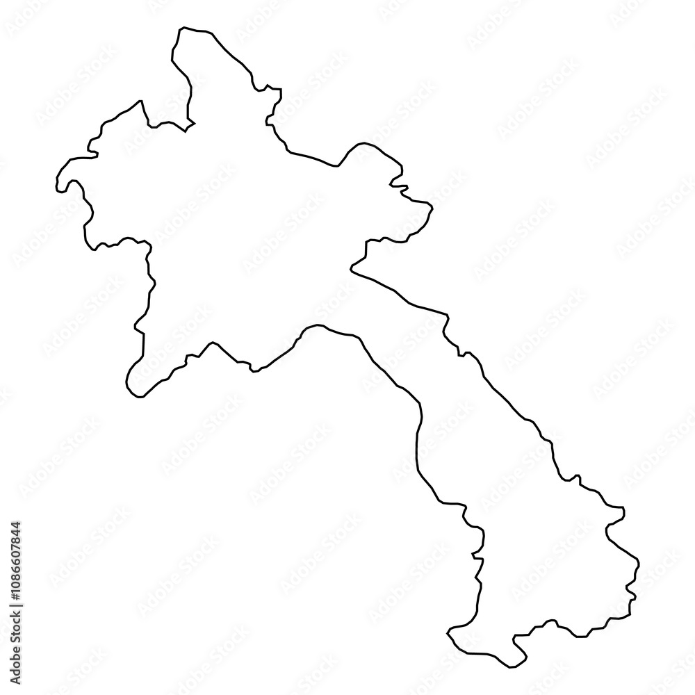 Laos map outline isolated on transparent background Laos map outline isolated on transparent background