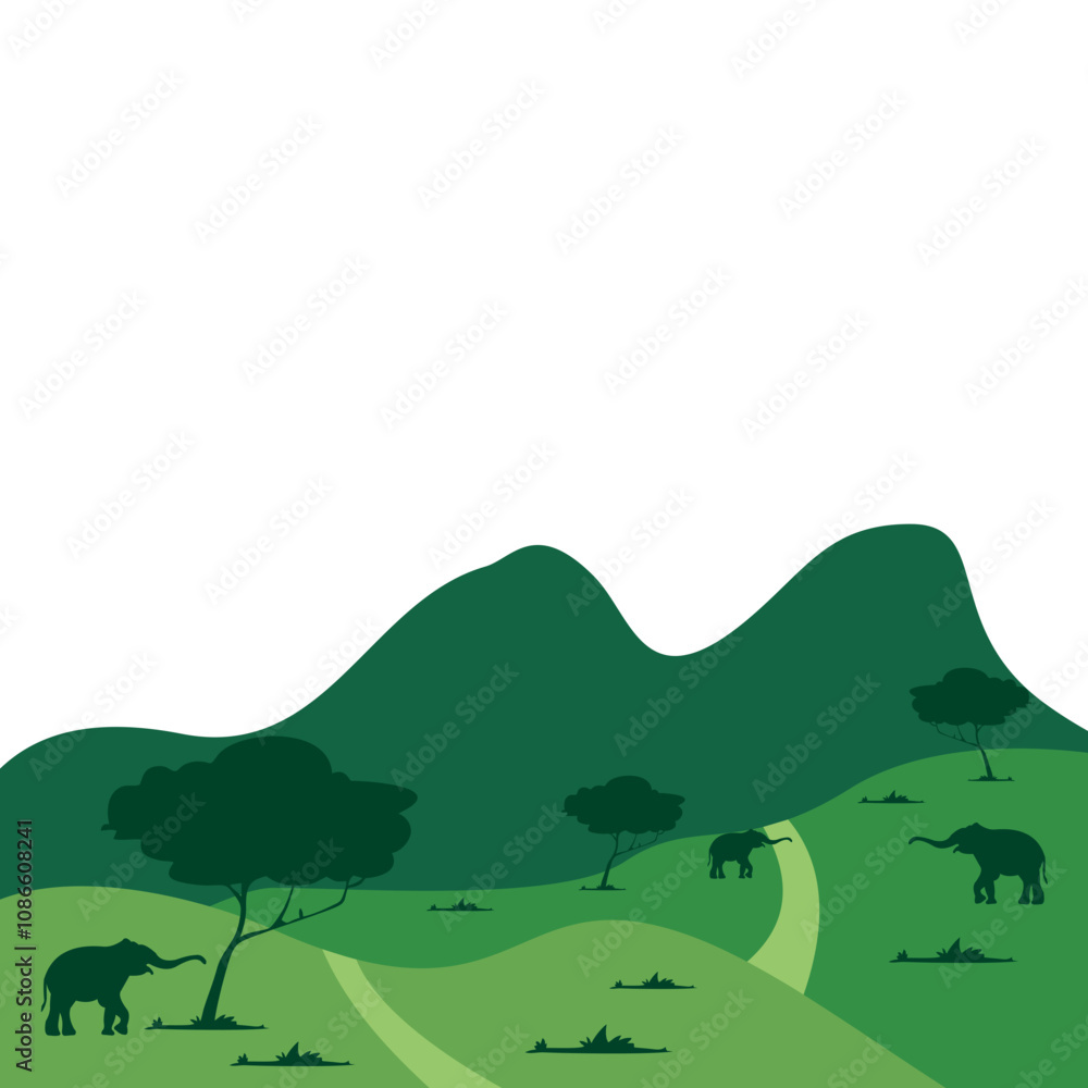 Wide Organic Field View Scene With Animal Wide Organic Field View Scene With Animal