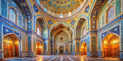 Discover the beauty and majesty of Islamic design within the Tilya Kori Mosque in Uzbekistan.